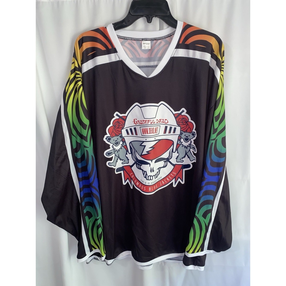 Columbus Blue Jackets Jersey Mens XL Black NHL Grateful Dead SGA‎ Tie Dye 2023